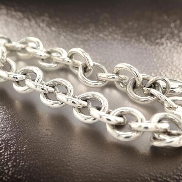 Tiffany & Co Estate Heart Charm Bracelet 7.5" Sterling Silver 34.9g TIF757 - Picture 6 of 8